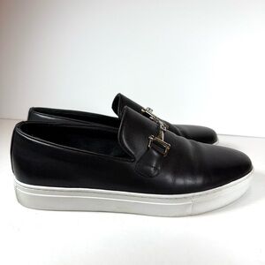 Marc Nolan Men's Black Leather Boardwalk Slip-On Horse-Bit Sneakers Size 9‎